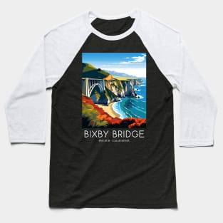 A Pop Art Travel Print of Bixby Bridge in Big Sur - California - US Baseball T-Shirt